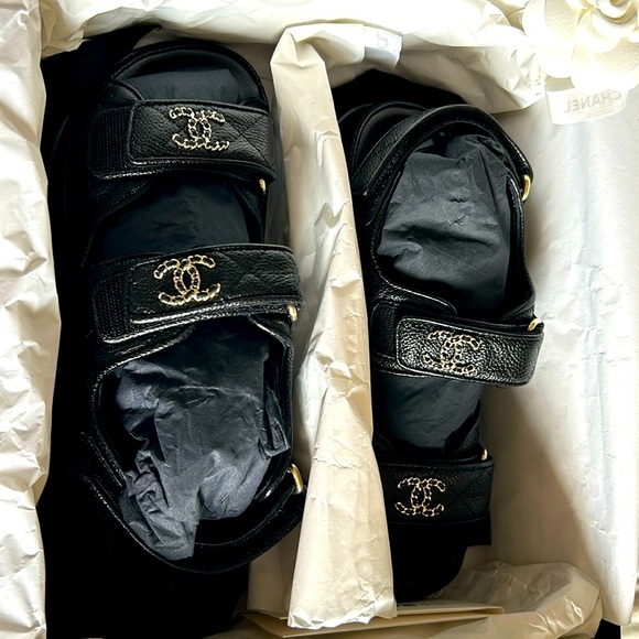 Chanel DADS SANDALS Grained Leather 36 - Picture 6 of 17